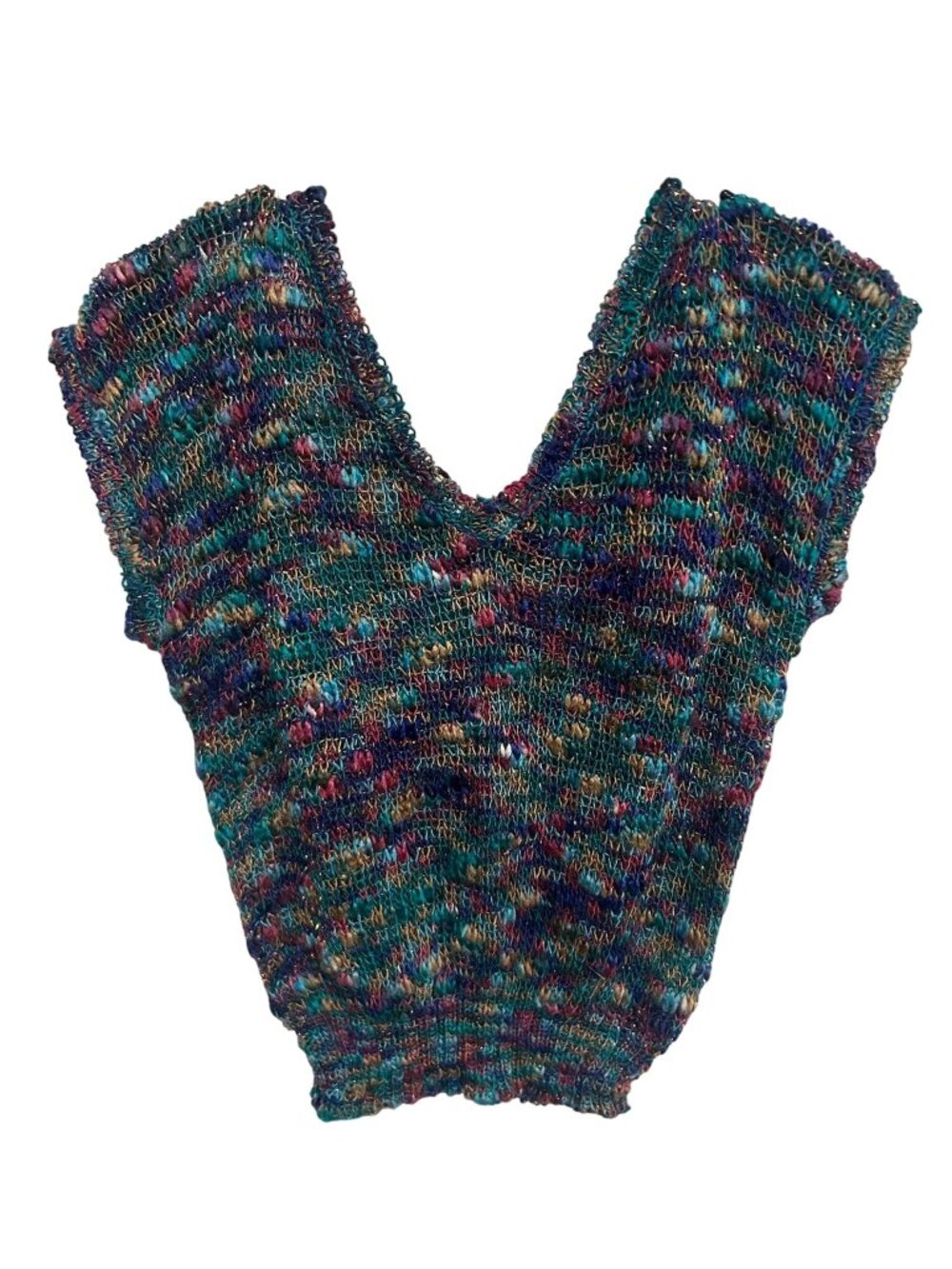 Esprit Large Cecily Multicolor Knit Sleeveless Tank Top V-Neck Retro Vintage